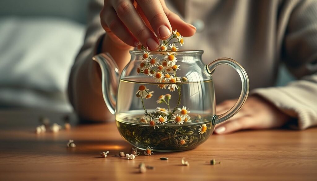 preparing chamomile tea preparing chamomile tea