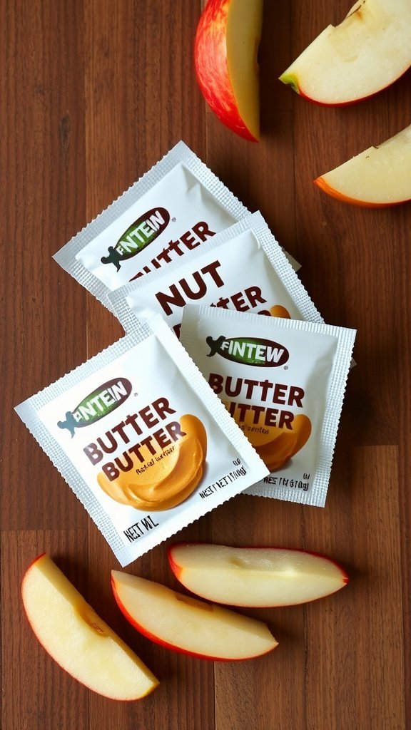 Nut butter snack packs with apple slices.