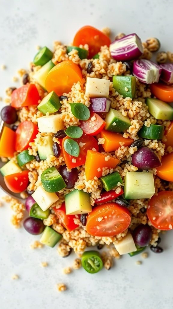 A colorful quinoa salad with fresh vegetables